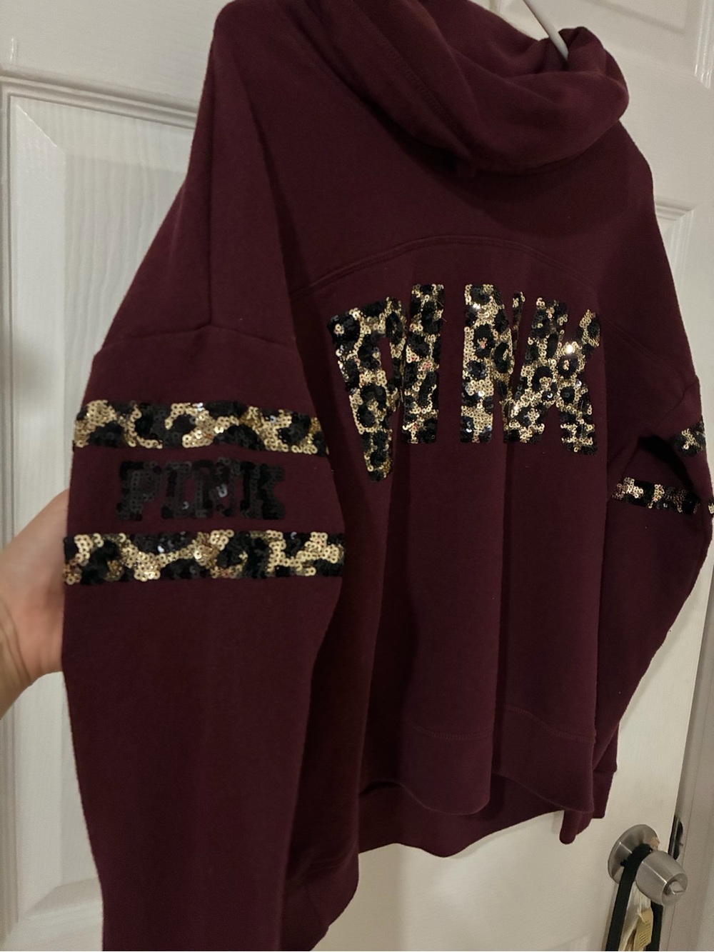 victoria’s secret pink y2k vintage bedazzled cheetah print sweater